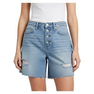 Blank NYC The Warren Distressed Denim Shorts Button Fly Blue Women Size 28 NWT